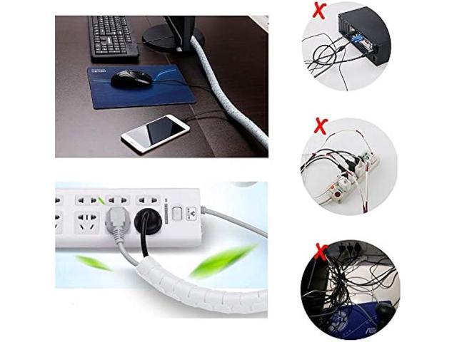 White Cable Management Zipper Tubes, Power Cord Organizer Protectors for Pets, 2 PCS VIWIEU Cable Bundler with Free Electrical Cable Clips and Zip...
