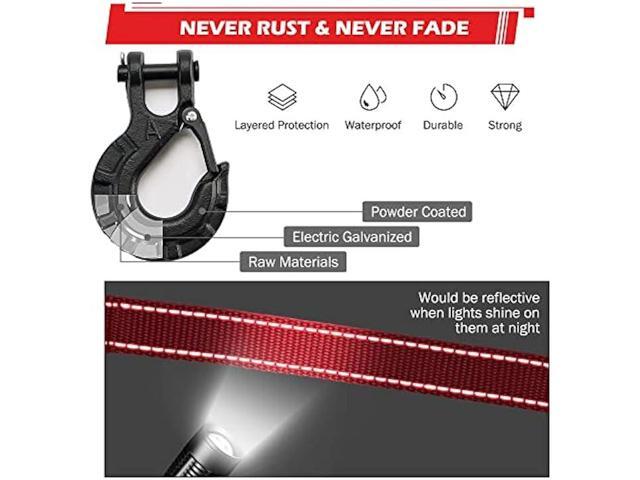 TYT Synthetic Winch Rope Kit - 1/2 x 92' with 32000 lbs Strength, Protective Sleeve, Heavy Duty Hook and Safety Pull Strap for Off-Road 4x4...