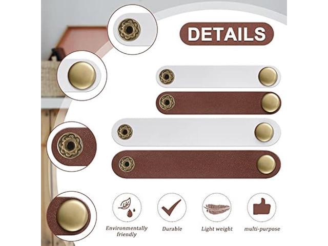 52 Pieces PU Leather Cable Straps, Earbud Cord Organizer, PU Leather Handmade Portable USB Cord Holder, Earphone Cable Tie Cable Management, for...