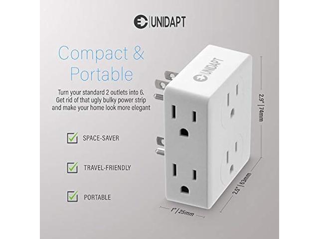 Multi Plug Outlet Splitter, Unidapt Multiple Outlet Extender Adapter with 6 Electrical Outlets, Side Outlet Splitter Box, Wall Tap Power Plug...