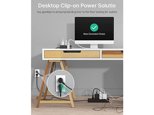 CCCEI Desk Clamp Power Strip with 9 Outlets, Desktop Edge Mount Surge Protector with USB-A and 45W USB-C Ports, Widely Spaced Desk Outlet Fast...