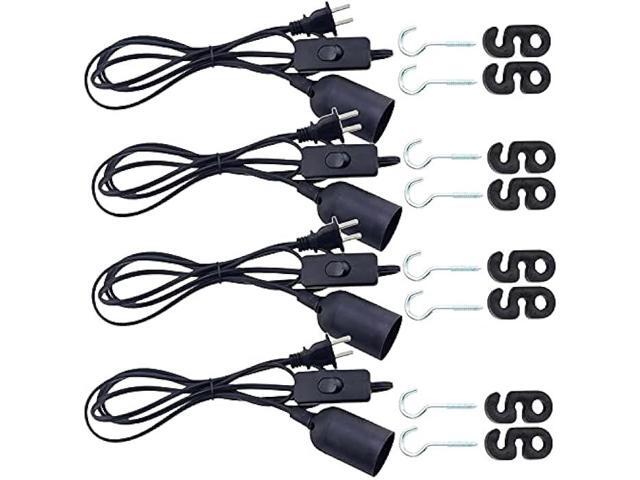 4 pcs E26 E27 LED Pendant Light Sockets 1.8m / 5.9FT Extension Cord with On/Off Switch and US AC Power Plug Lamp Holder Bulb Socket for Pendant...