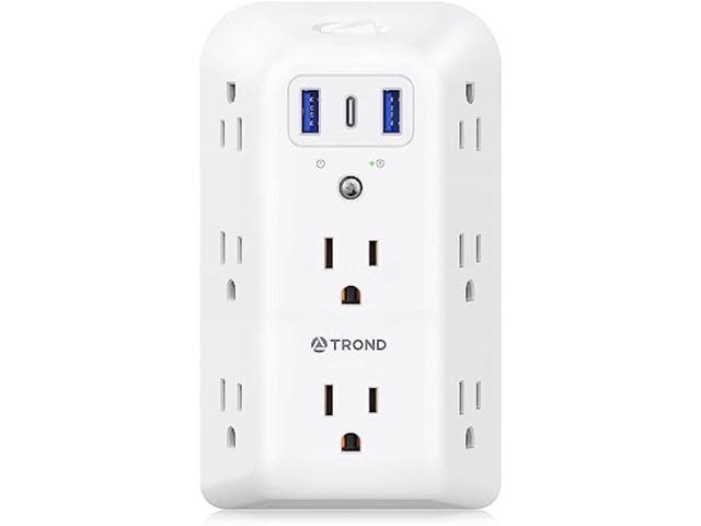 TROND Outlet Extender Surge Protector, 8 Outlet Splitter with 3 USB Ports(1 USB C), 1440J Electric Plug Multiplier, Multi Plug with ON/OFF, 3 Way...