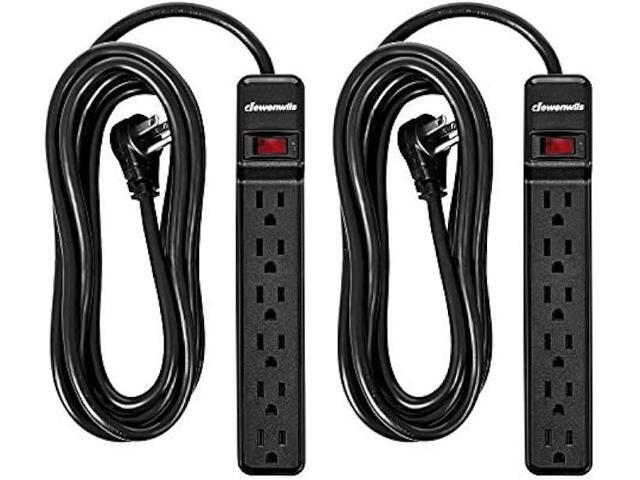 DEWENWILS 2-Pack Power Strip Surge Protector,15 Ft Extra Long Extension Cord, Low Profile Flat Plug,15 Amp Circuit Breaker, 500 Joules, Wall Mount,...