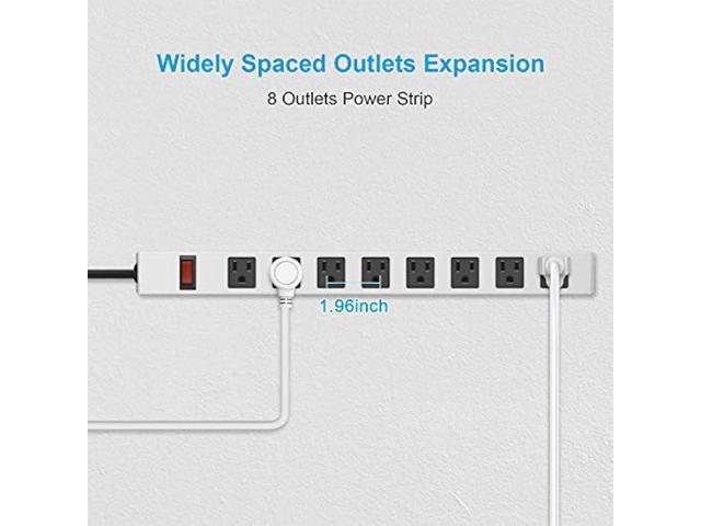 JUNNUJ Metal 8 Outlet Power Strip, Mountable Heavy Duty Power Strip, 1200J Surge Protector Wall Mount Screws Outlet with Switch, Gaming Desk Strips...