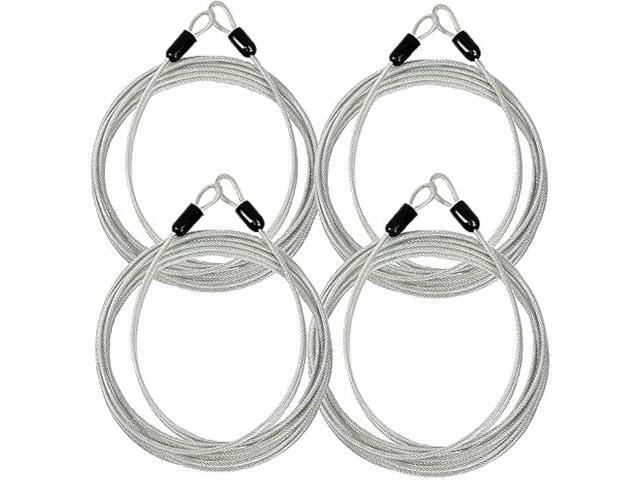 Lumintrail 4 Foot 3mm (1/8th Inch) Braided Steel Coated Security Cable Luggage Lock Safety Cable Wire Double Loop (4 Pack)