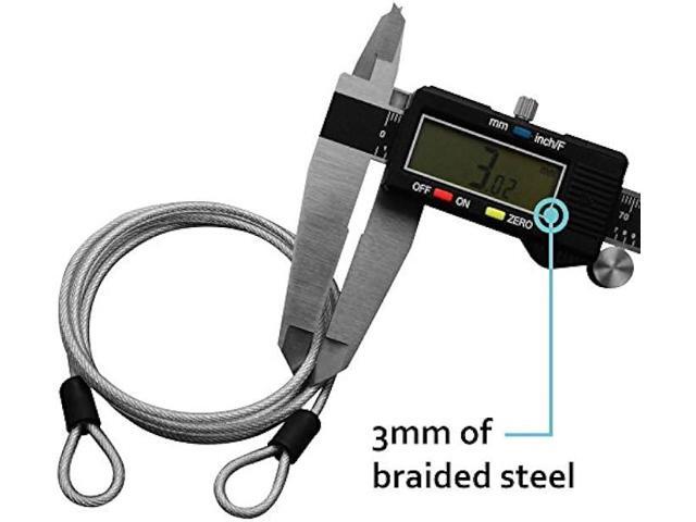 Lumintrail 4 Foot 3mm (1/8th Inch) Braided Steel Coated Security Cable Luggage Lock Safety Cable Wire Double Loop (4 Pack)