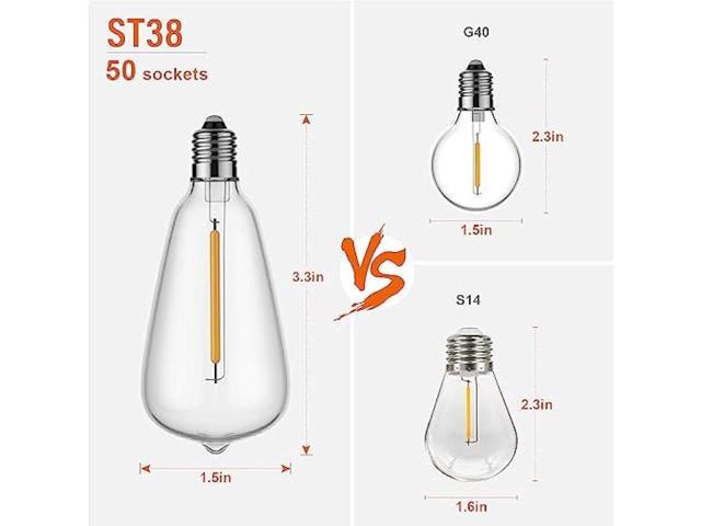 LaPitio 100FT Outdoor String Lights for Outside, 2500K 52 LED Bulbs with Remote, Waterproof Shatterproof for Garden, Patio, Backyard, Gazebo, Deck,...