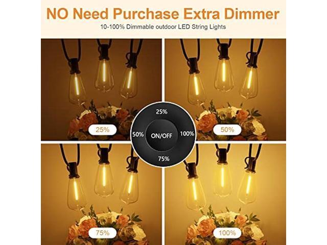 LaPitio 100FT Outdoor String Lights for Outside, 2500K 52 LED Bulbs with Remote, Waterproof Shatterproof for Garden, Patio, Backyard, Gazebo, Deck,...