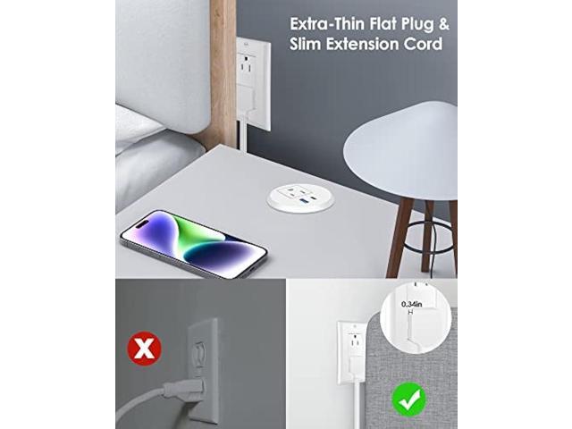 2 inch Desk Power Grommet with PD 20W USB C,Ultra-Flat Plug Power Strip,Recessed Outlet,Desktop Power Grommet for Office PC Desk Cable Cord...