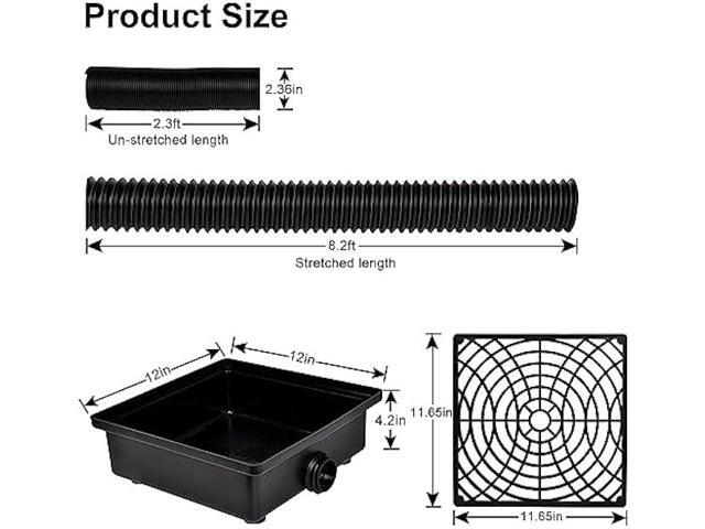 Prestantious Catch Basin Gutter Downspout Extensions, 12×12 Low Profile Catch Basin Downspout Extender with Flexible Pipe, No Deep Dig Needed,...