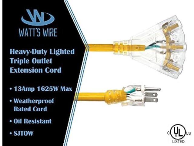 50 ft - 14 Gauge Retractable Extension Cord Reel - Heavy Duty Cable Reel w/Multi Outlet Lighted Receptacle - Premium Grade 13 Amp Extension Cord...