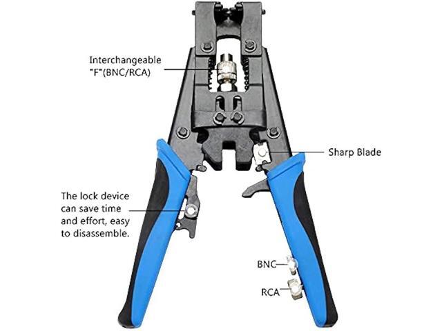 TLS. eagle Coax Cable Crimping Kit Adjustable Tool Set Coaxial Cable Crimping Tool for RG59 RG6 F BNC RCA with 20 PCS F Compression Connectors