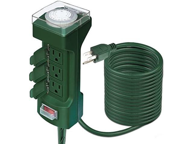 Kasonic 24 Hour Outdoor Stake Timer, 6 Outlets 6 ft Extension Cord Mechanical Power Timer for Holiday Light, Yard Garden, ETL Certified,...