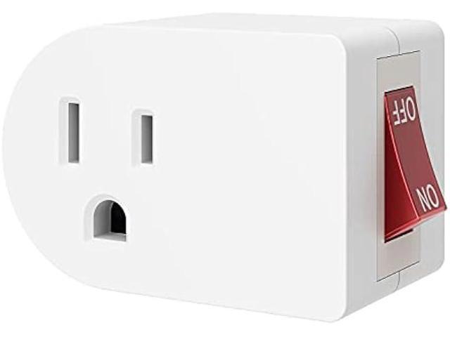 Oviitech 4 Pack Grounded Outlet Wall Tap Adapter with On/Off Power SwitchSingle Outlet with Switch in White