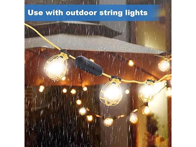 Yaoledly 50FT Construction String Lights with Outdoor Extension Cord Safety Cover, 50W 5 Bulbs Work Lights, IP65 Waterproof, 4000LM 6500K Temporary...