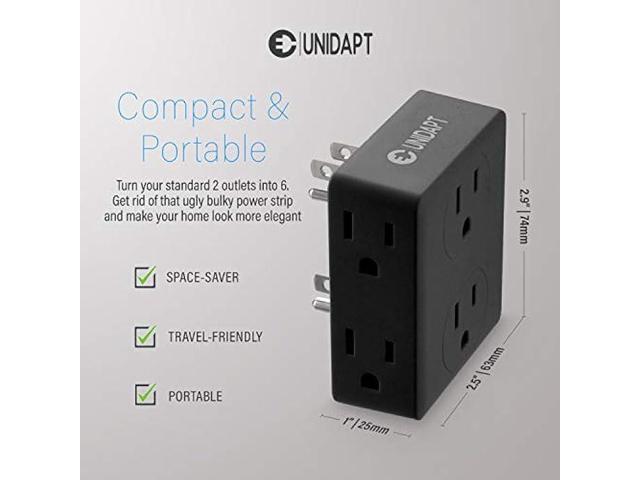 Multi Plug Outlet Splitter, Unidapt Multiple Outlet Extender Box with 6 Electrical Outlets, Wall Tap Power Plug Expander for Home Office Hotel Dorm...
