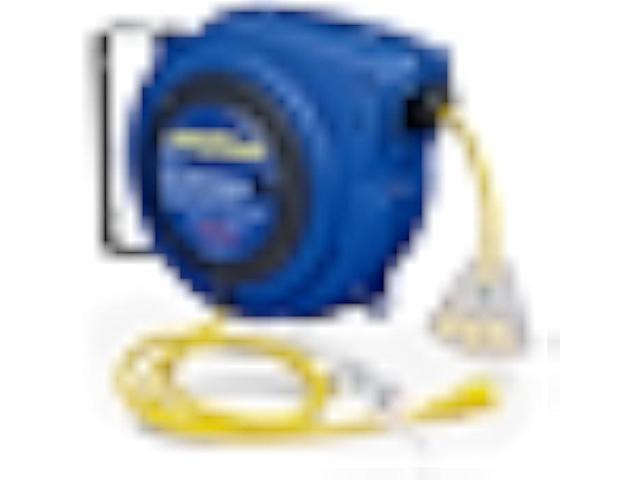 GOODYEAR Extension Cord Reel Extra Long 40 ft 14AWG 3C SJTOW, Triple Tap Connector, Heavy Duty, Slow Retraction Stop At Any Point