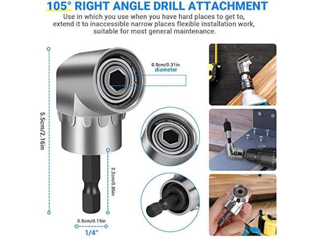 32pcs Flexible Drill Bit Extension Set, Rotatable Joint Socket 1/4 3/8 1/2 Inch Hex Socket Adapter, 105°Right Angle Drill Attachmen, Bendable Drill...
