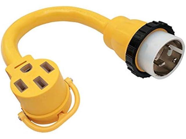 Parkworld 886399 Shore Power 50A to RV & EV Power Adapter Cord NEMA SS2-50P/CS6365 to 14-50R 1.5FT (Yellow)