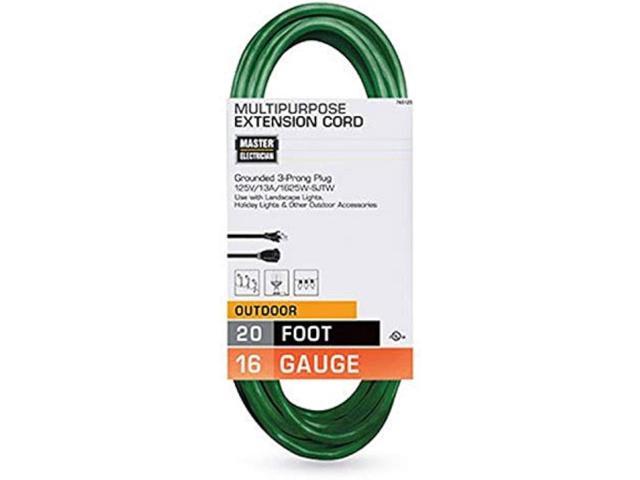 Master Electrician 02352-05ME 20-Foot 16/3 Vinyl Landscape Outdoor Extension Cord, Green 20-Feet