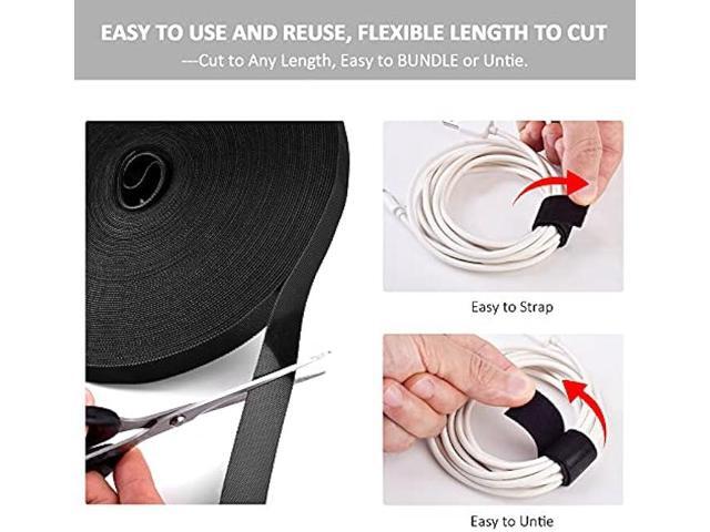 150ft*3/5in Cable Ties, Wire Cord Straps Management, Self-fastening, Wrap Anything, Cut to Any Length, Reusable, Sturdy, Double Side Nylon Hook and...