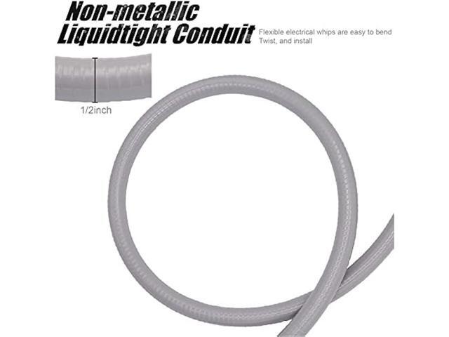 4FT 1/2-Inch Electrical AC Whip Kit,Nonmetallic Liquid Tight Flexible Electrical Conduit,6FT of Connecting Wires 3-Conductor 10-Gauge Wires with...