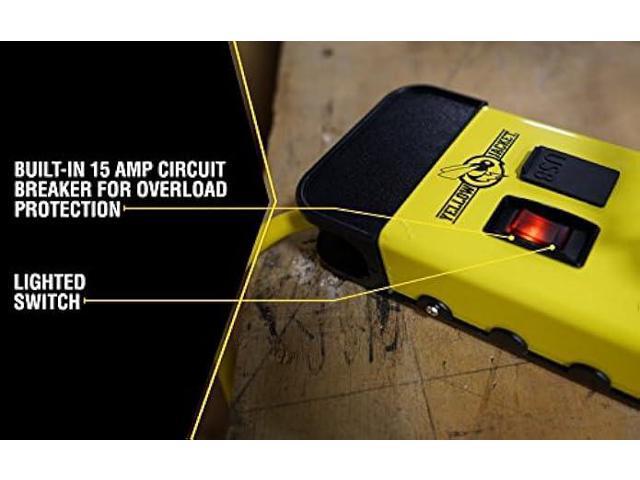 Yellow Jacket 5148 Modern 8-Outlet Metal Power Block with 2 USB Ports, Yellow