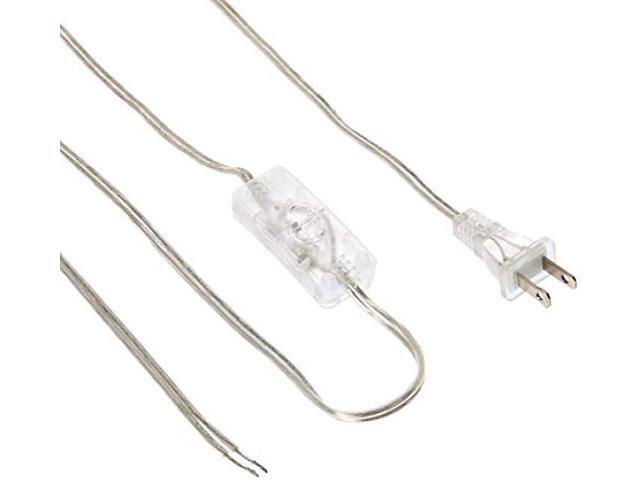 Royal Designs Lamp Cord Molded Plug with On/Off Switch, Stripped Ends Ready for Wiring, 8 ft Long, Silver, SPT-1 UL Stamped, Set of 2