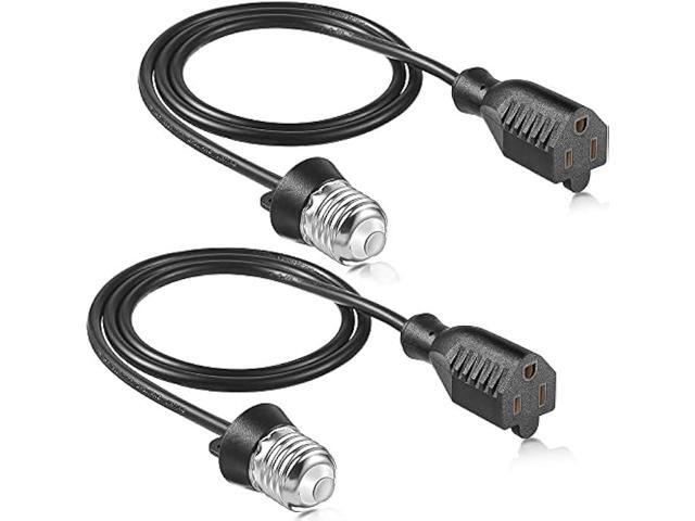 3 Outlet Light Socket Adapter, Convert E26/E27 Bulb Socket to 3 Prong Outlet with Extension Cord, Flexible Light Socket Converter Suitable for...