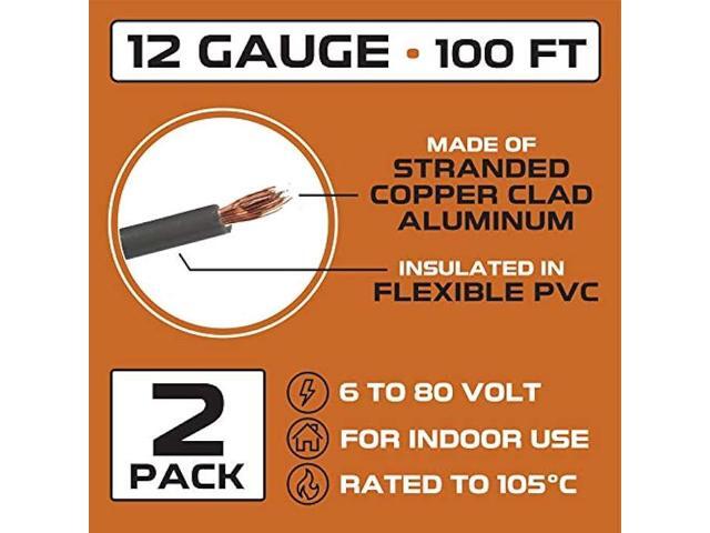 Iron Forge Cable 12 Gauge Primary Automotive Wire - 2 Roll Red & Black Pack - 100 Ft of Copper Clad Aluminum Wire per Roll