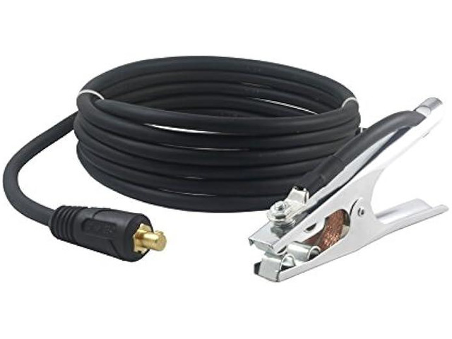 300 Amp Welding Ground Clamp Lead Assembly - Dinse 35-70 Connector - #1 AWG cable (15 FEET)