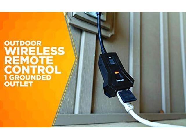 Woods 50125WD Outdoor Indoor Wireless Remote Control Outlet Kit, Electrical Plug In Remote Light Switch, Features 1 Grounded Outlet with a Pairable...