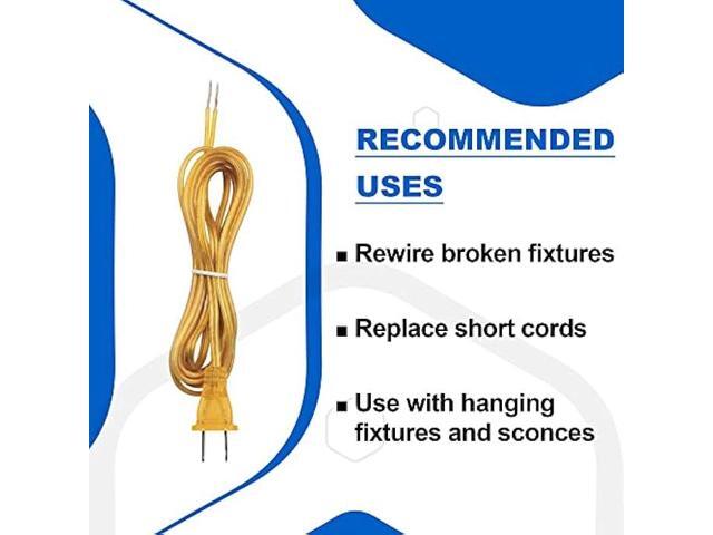 Ciata Lamp Wire, 8ft Lamp Cord with Polarized Molded Two-Prong Plug for Table and Floor Light Fixtures, Stripped Ends, Easy and DIY Installation,...