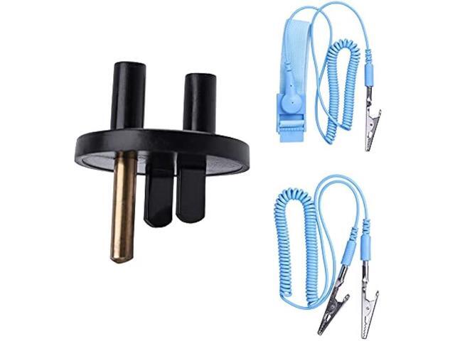HPFIX Grounded Outlet Plug, Anti-Static Wrist Strap (Adjustable up to Size XL) and Grounding Cord, Earth Connection ESD Safe for Computer, PC...