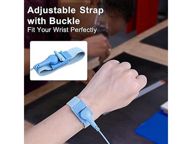 HPFIX Grounded Outlet Plug, Anti-Static Wrist Strap (Adjustable up to Size XL) and Grounding Cord, Earth Connection ESD Safe for Computer, PC...