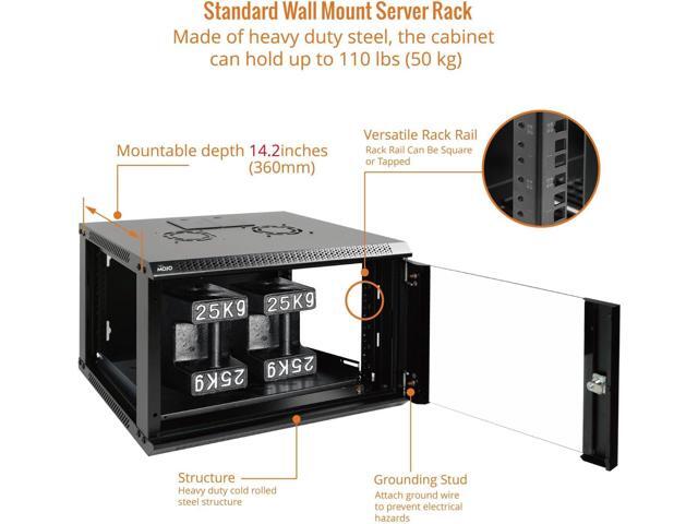 6U Wall Mount Server Cabinet IT Network Rack Enclosure Lockable Door and Side Panels Black,Cooling Fan,Standard Glass Door,17.7inch Depth,for 19 IT...