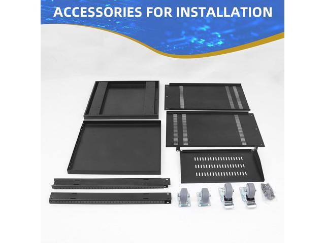 EasyVibe 12U Open Frame Server Rack with Casters, 12U Network Cabinet with 1 Rack Shelf, Rolling Network Rack for Computer/AV/Data/IT Equipment