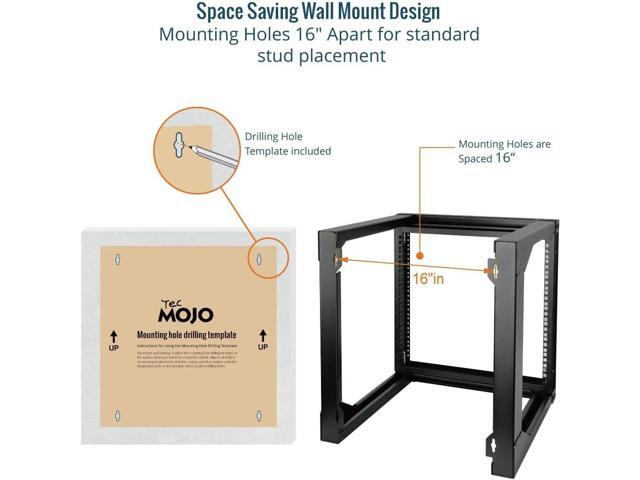 9U Wall Mount Server Rack, Open Frame Rack with Swing Gate, Network Rack Wall Mount for 19in Computer/AV/Data/IT/Media Equipment, 9U Rack with 18in...