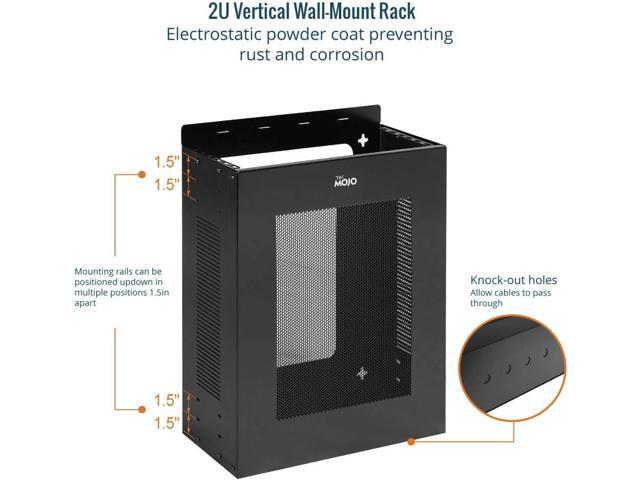 2U Vertical/Horizontal Wall Mountable Server Rack, with Vented Enclosure for 19' IT Equipment, Cable Modems, Telecom, A/V, Black