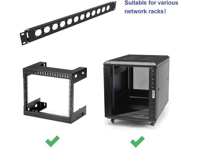 1U Hinged D-Series 12 Connectors Punch-Out Component Panel for 19 inches Sound, AV, Computer -Equipment Racks- Patch Panel Compatible with XLR,...