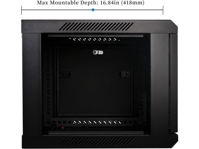 RackPath 6U Professional Wall Mount Server Cabinet Network Rack Enclosure with 2X Quiet Cooling Fan, 1x Brush Cable Management Panel, Black