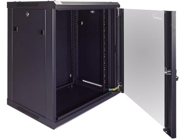NavePoint 12U Server Cabinet Wall Mount Rack Enclosure Includes 2 Fans, Locking Glass Door, Removable Side Panels 12U Network Cabinet 17.7 Deep,...