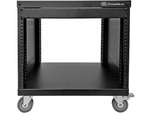 AxcessAbles RK 8U Equipment Rolling Cabinet Rack Stand with Locking Caster Wheels (Compatible with American 5mm & European 6mm Racks) Audio Video,...