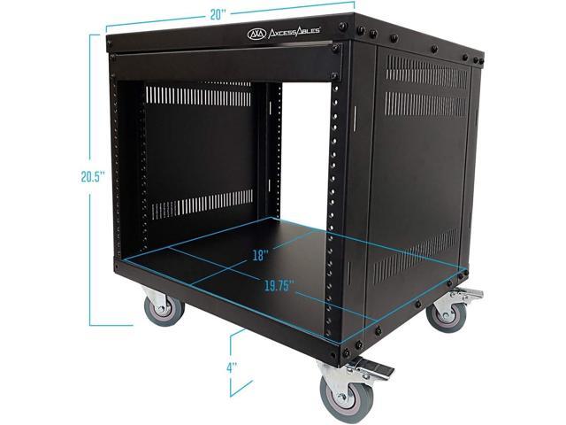 AxcessAbles RK 8U Equipment Rolling Cabinet Rack Stand with Locking Caster Wheels (Compatible with American 5mm & European 6mm Racks) Audio Video,...