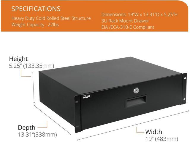3U Rack Drawer,Rack Mount Drawer for 19in Network Equipment/Server/AV Rack or Cabinet Enclosure,Sliding and Lockable Server Rack Drawer -...