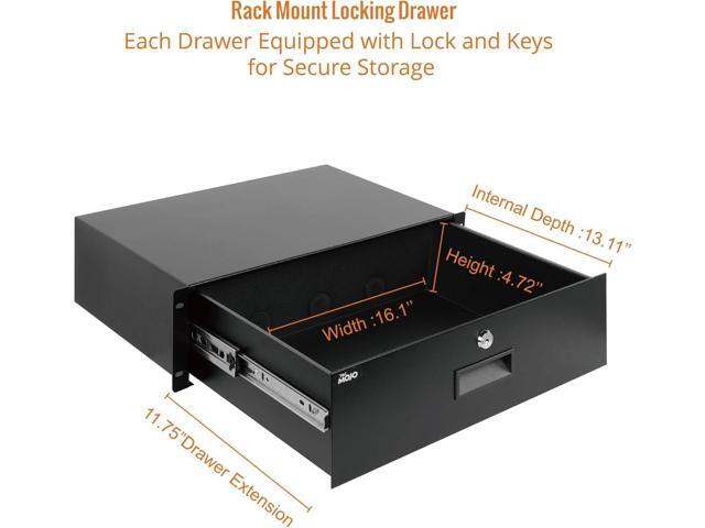 3U Rack Drawer,Rack Mount Drawer for 19in Network Equipment/Server/AV Rack or Cabinet Enclosure,Sliding and Lockable Server Rack Drawer -...
