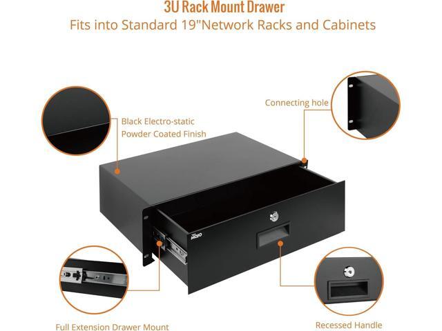 3U Rack Drawer,Rack Mount Drawer for 19in Network Equipment/Server/AV Rack or Cabinet Enclosure,Sliding and Lockable Server Rack Drawer -...
