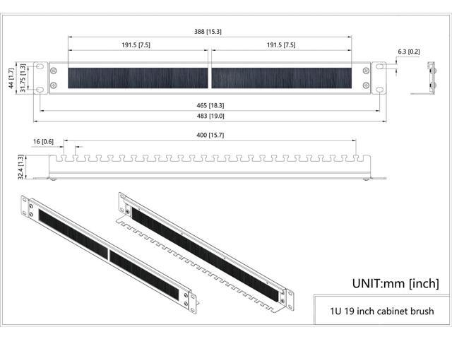 1U Brush Cable Manager Horizontal Rack Mount Cable Management Panel with Tidy Brush Slot for Cable Entry for 19-inch Server Rack or Network...