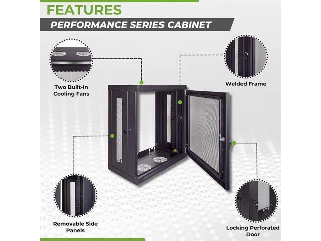 NavePoint 12U Server Cabinet Wall Mount Rack Enclosure with Perforated Door, Locking, Removable Side Panels 12U Network Cabinet 13 Deep, 19 Inch...